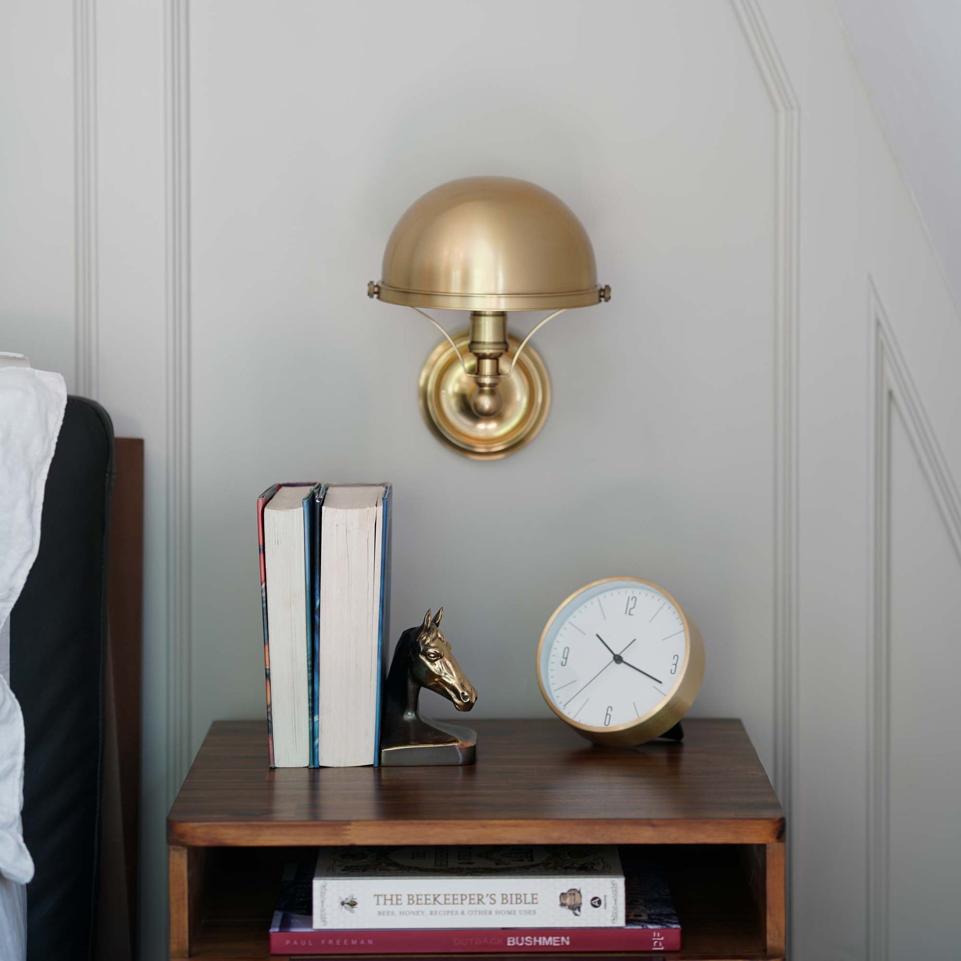 Covington Wall Light in bedroom.