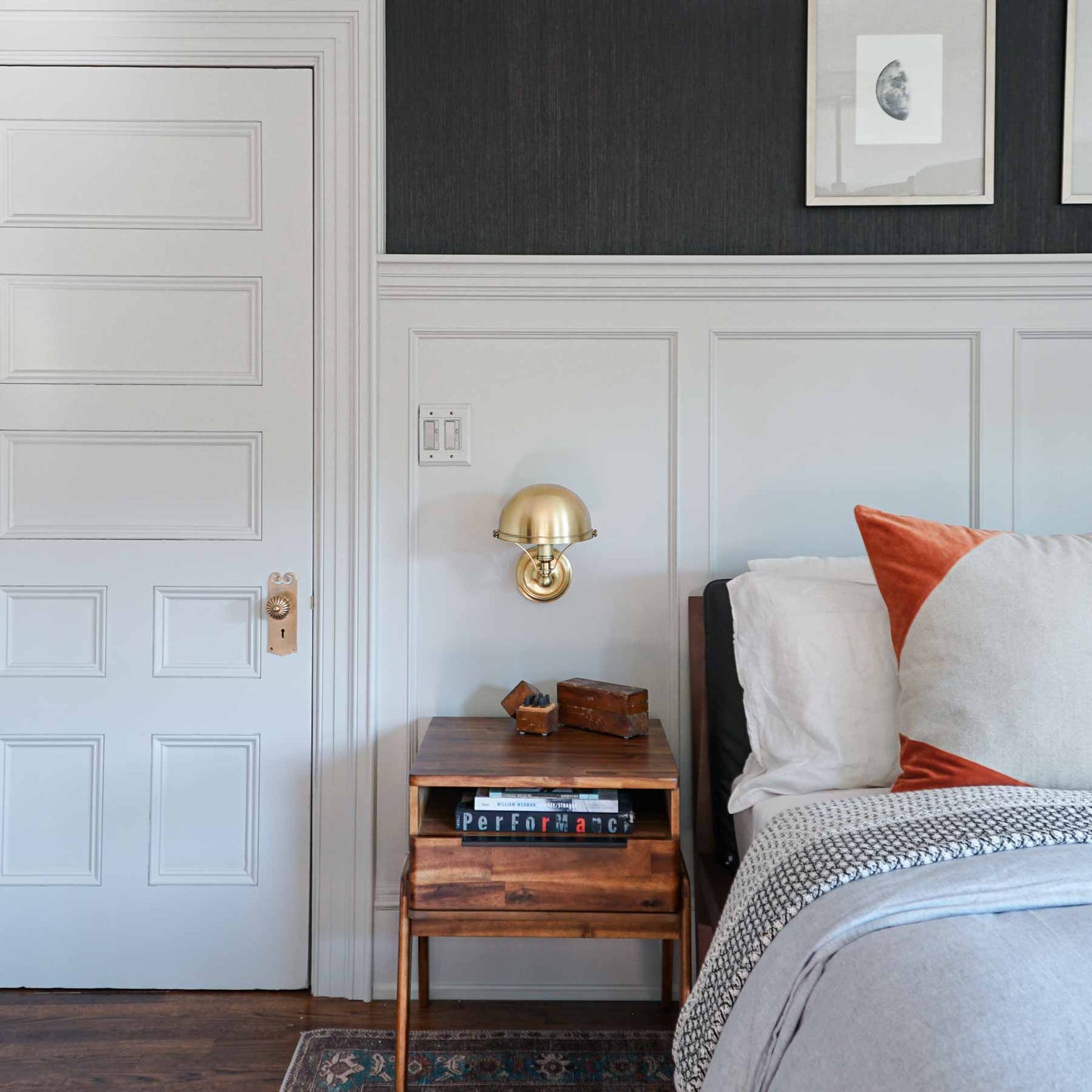 Covington Wall Light in bedroom.