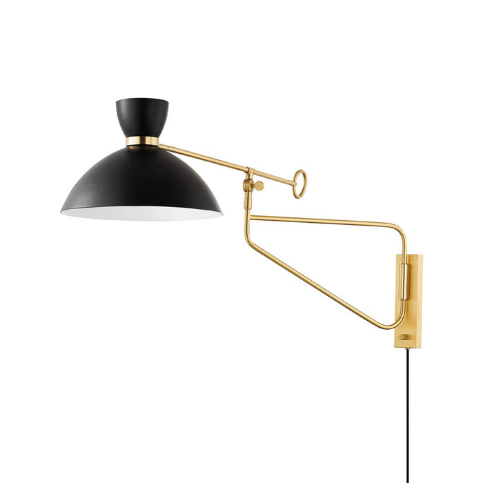 Cranbrook Portable Wall Light in Aged Brass/Soft Black.