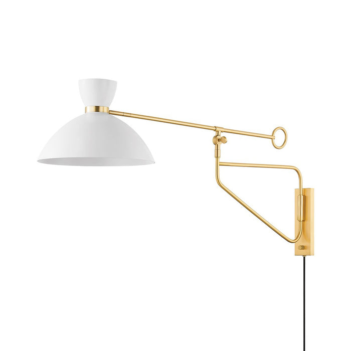 Cranbrook Portable Wall Light in Aged Brass/Soft White.