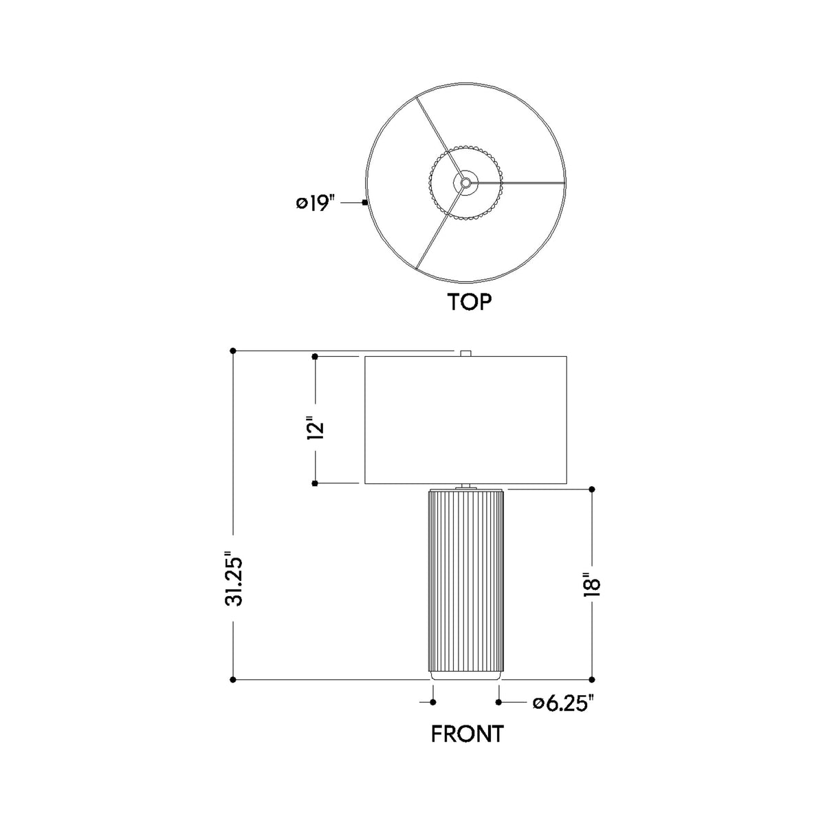 Crestwood Table Lamp - line drawing.