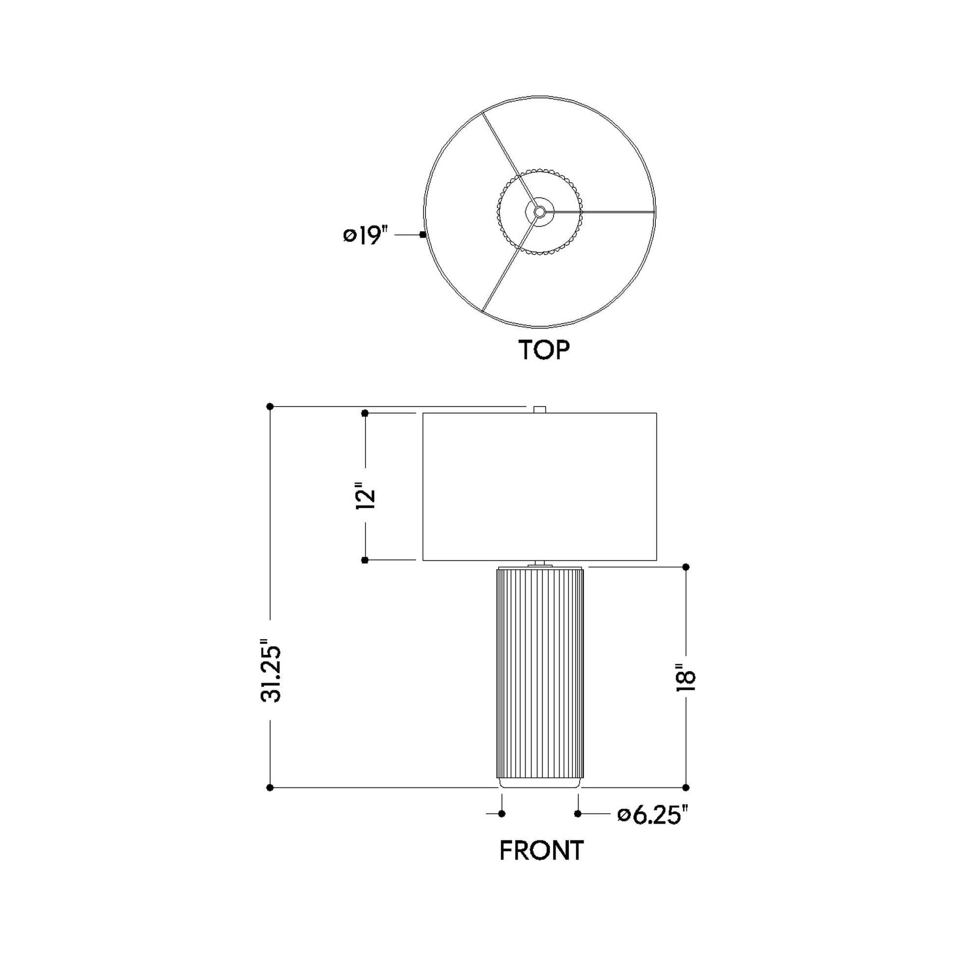 Crestwood Table Lamp - line drawing.