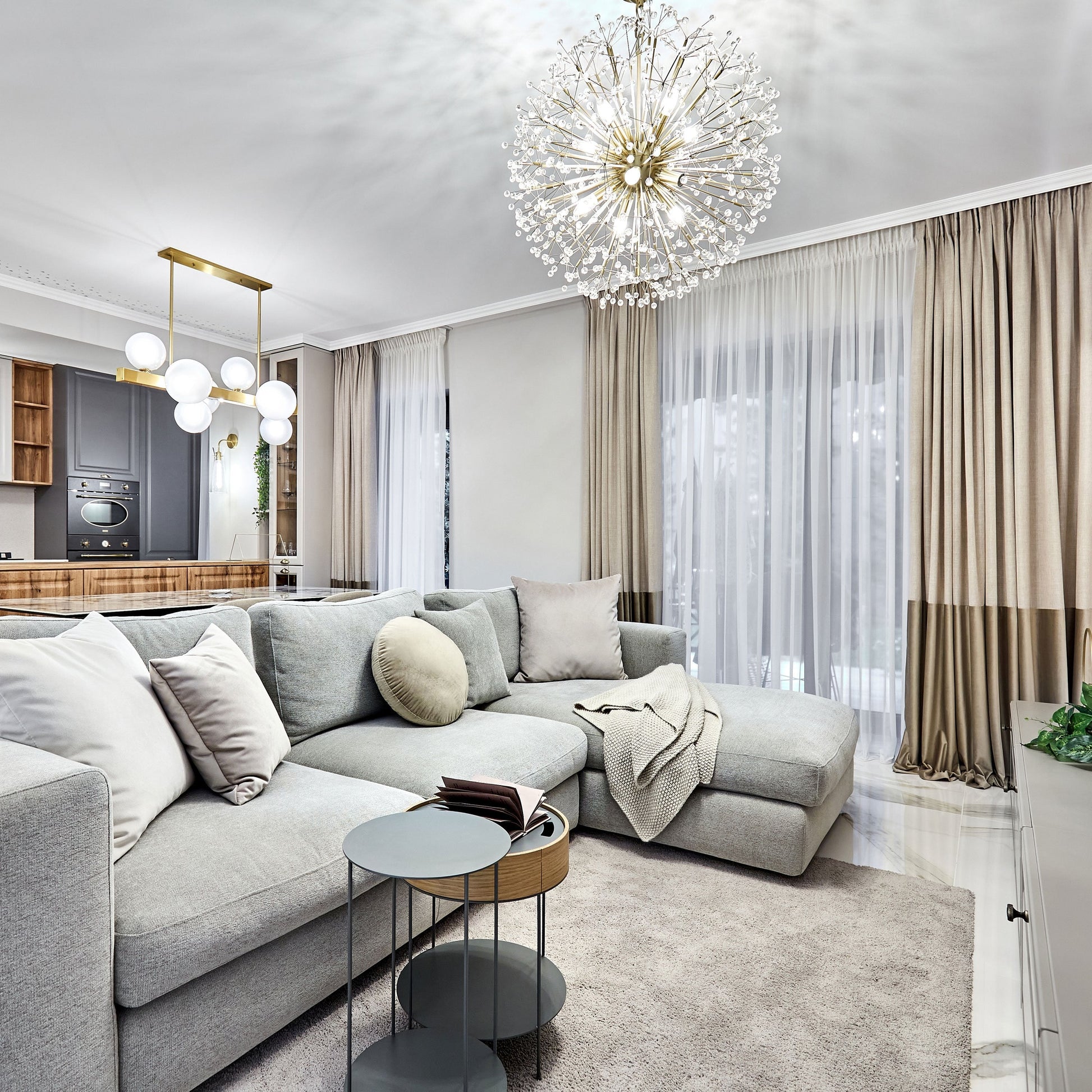 Dunkirk Chandelier in living room.