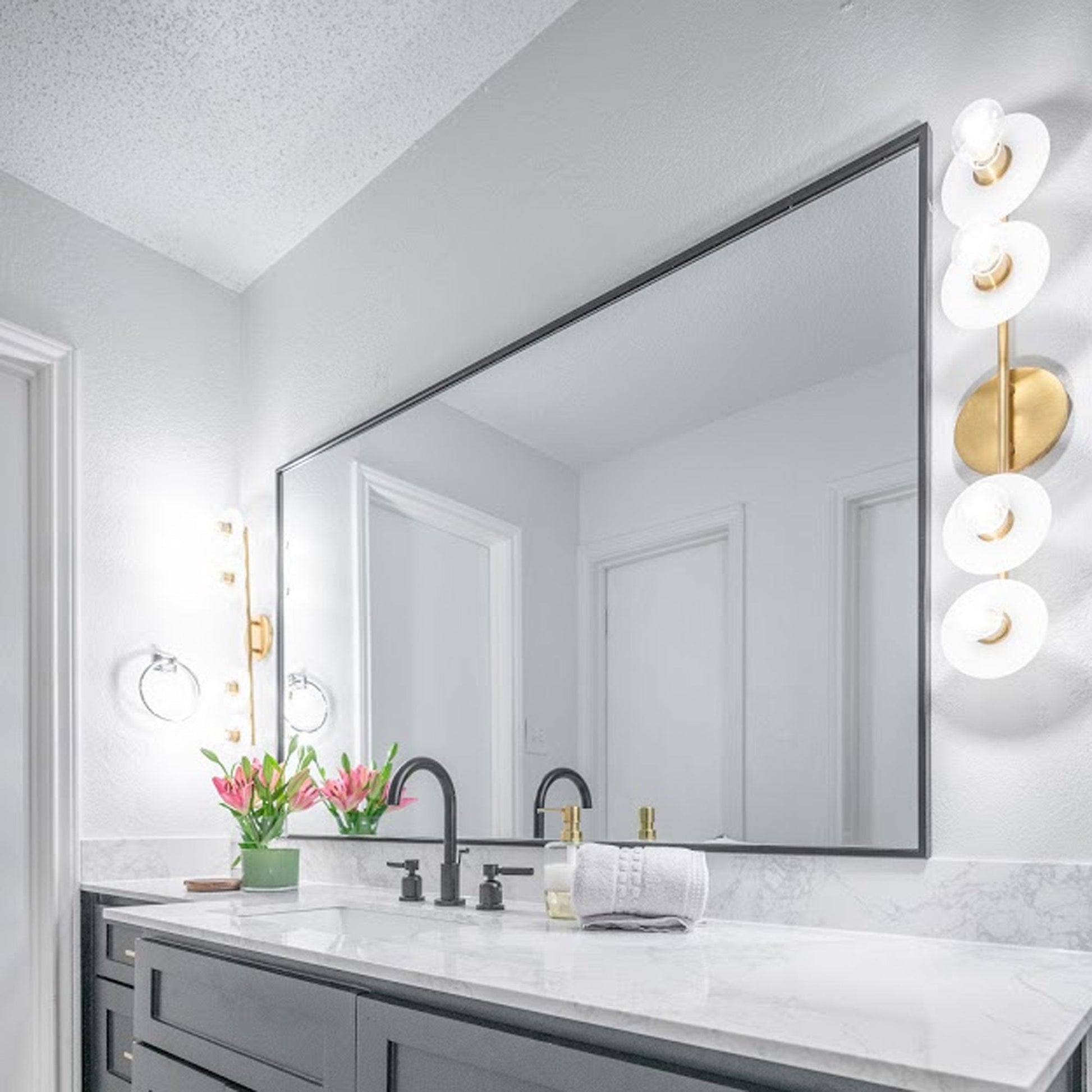 Elmont Bath Vanity Light in bathroom.