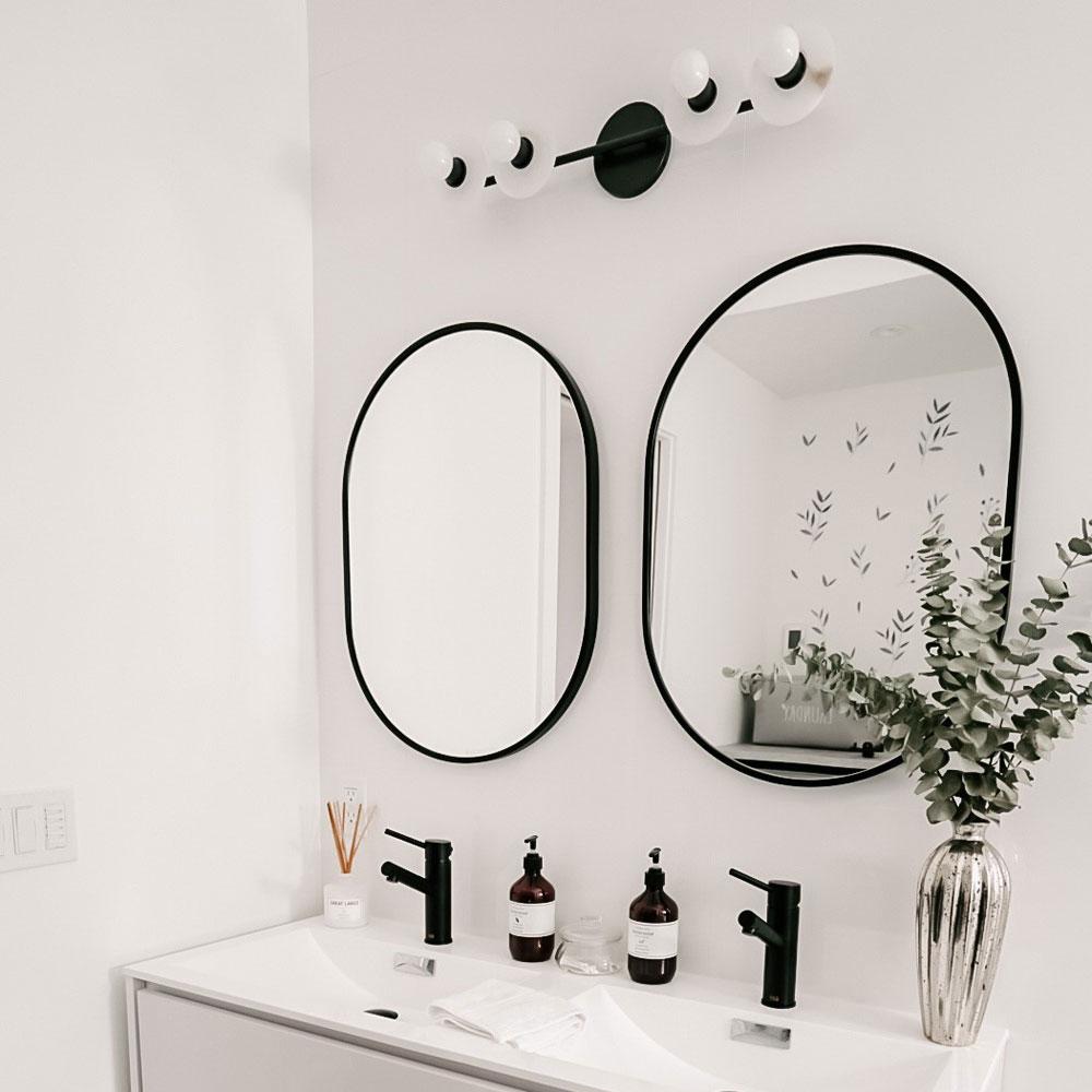 Elmont Bath Vanity Light in bathroom.