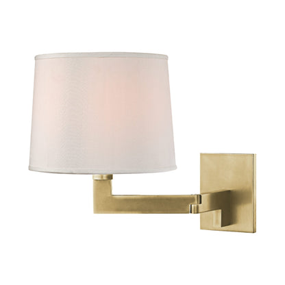 Fairport Swing Arm Wall Light in Aged Brass (9-Inch).