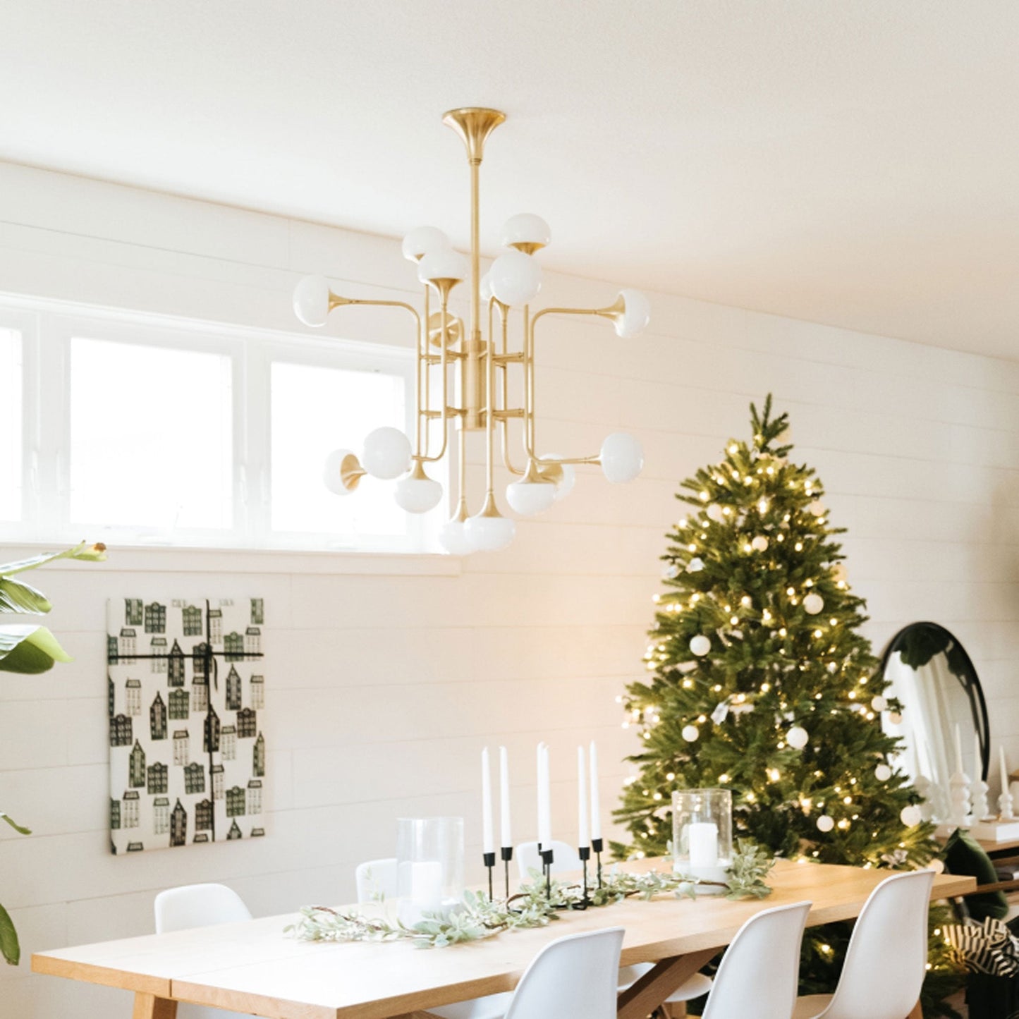 Flemming LED Chandelier in dining room.