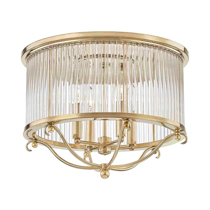 Glass No.1 Semi Flush Mount Ceiling Light in Aged Brass.
