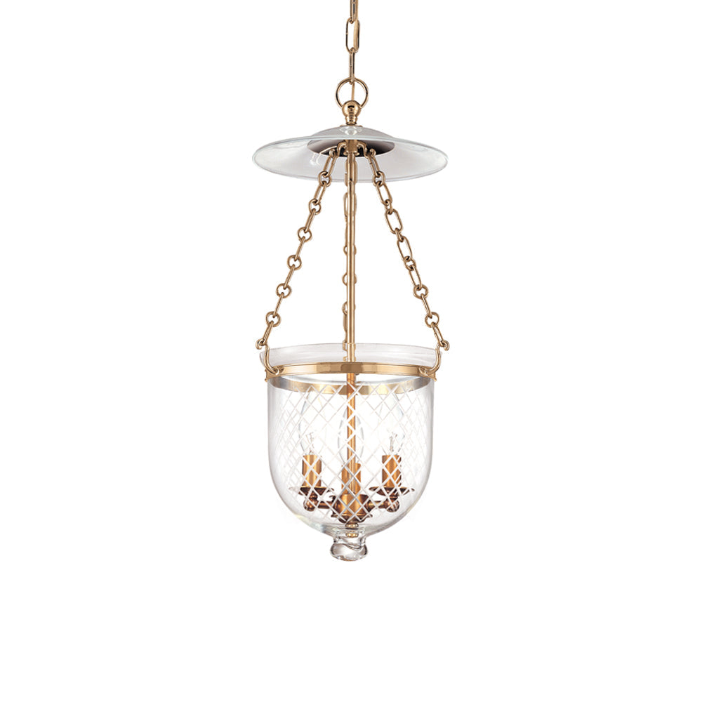 Hampton Pendant Light in Aged Brass/Diamond-Cut (Small).