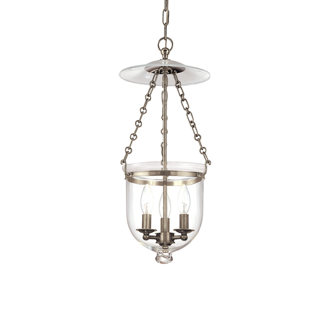 Hampton Pendant Light in Historic Nickel/Clear (Small).