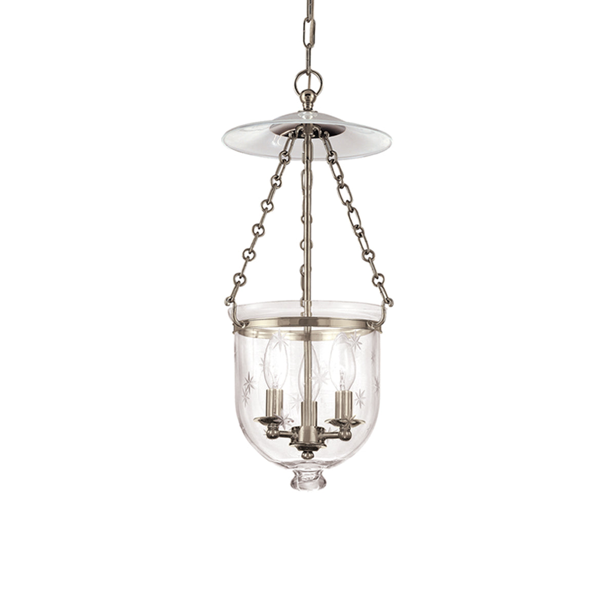 Hampton Pendant Light in Historic Nickel/Snowflakes (Small).