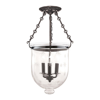 Hampton Semi Flush Mount Ceiling Light in Historic Nickel/Snowflakes (Large).