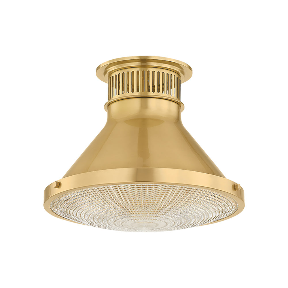 Highclere Flush Mount Ceiling Light in Aged Brass (12.75-Inch)&".