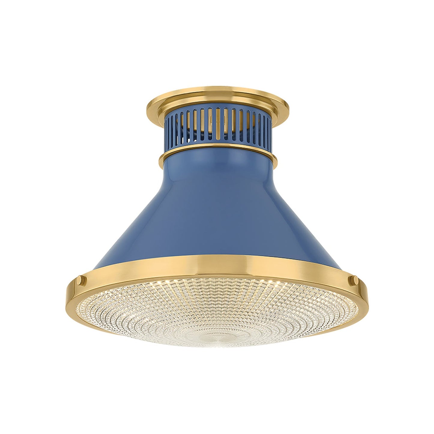 Highclere Flush Mount Ceiling Light in Aged Brass/Soft French Blue (12.75-Inch)&".