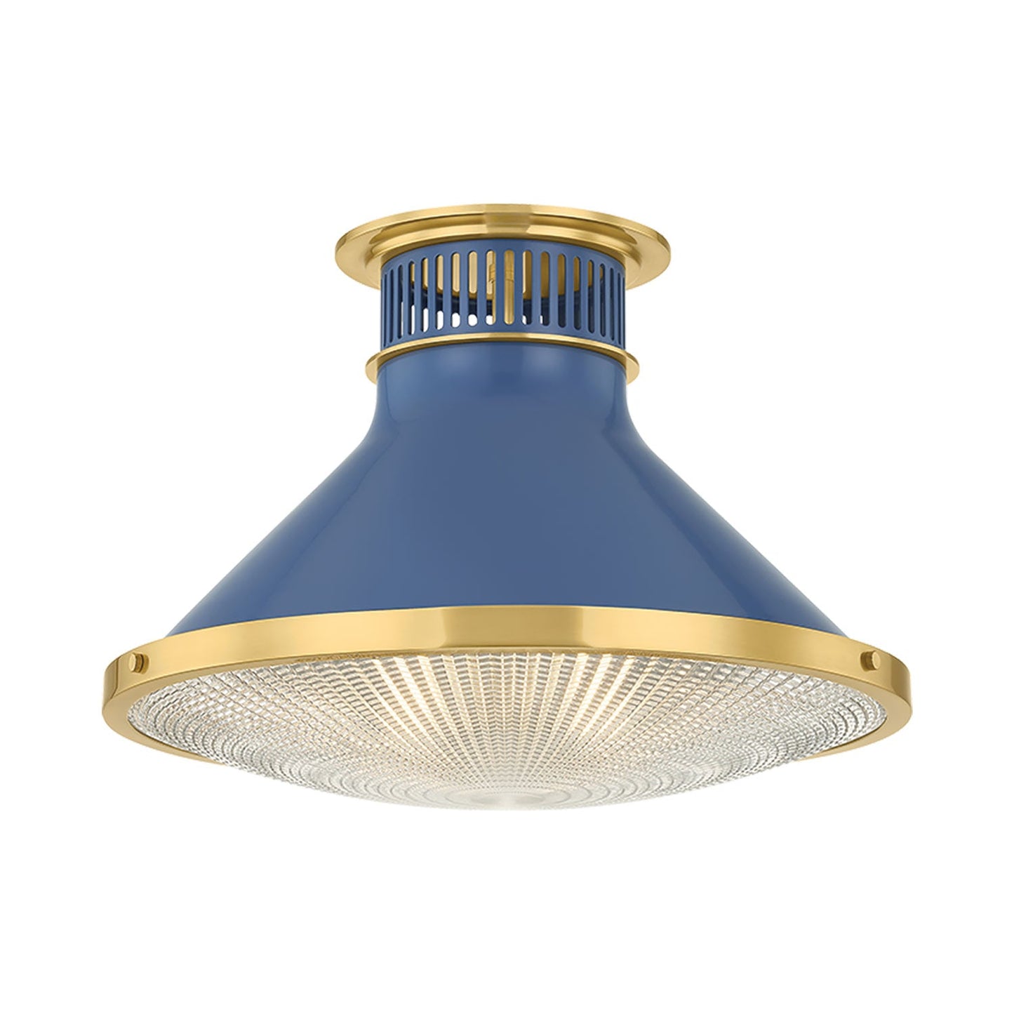 Highclere Flush Mount Ceiling Light in Aged Brass/Soft French Blue (17.75-Inch)&".