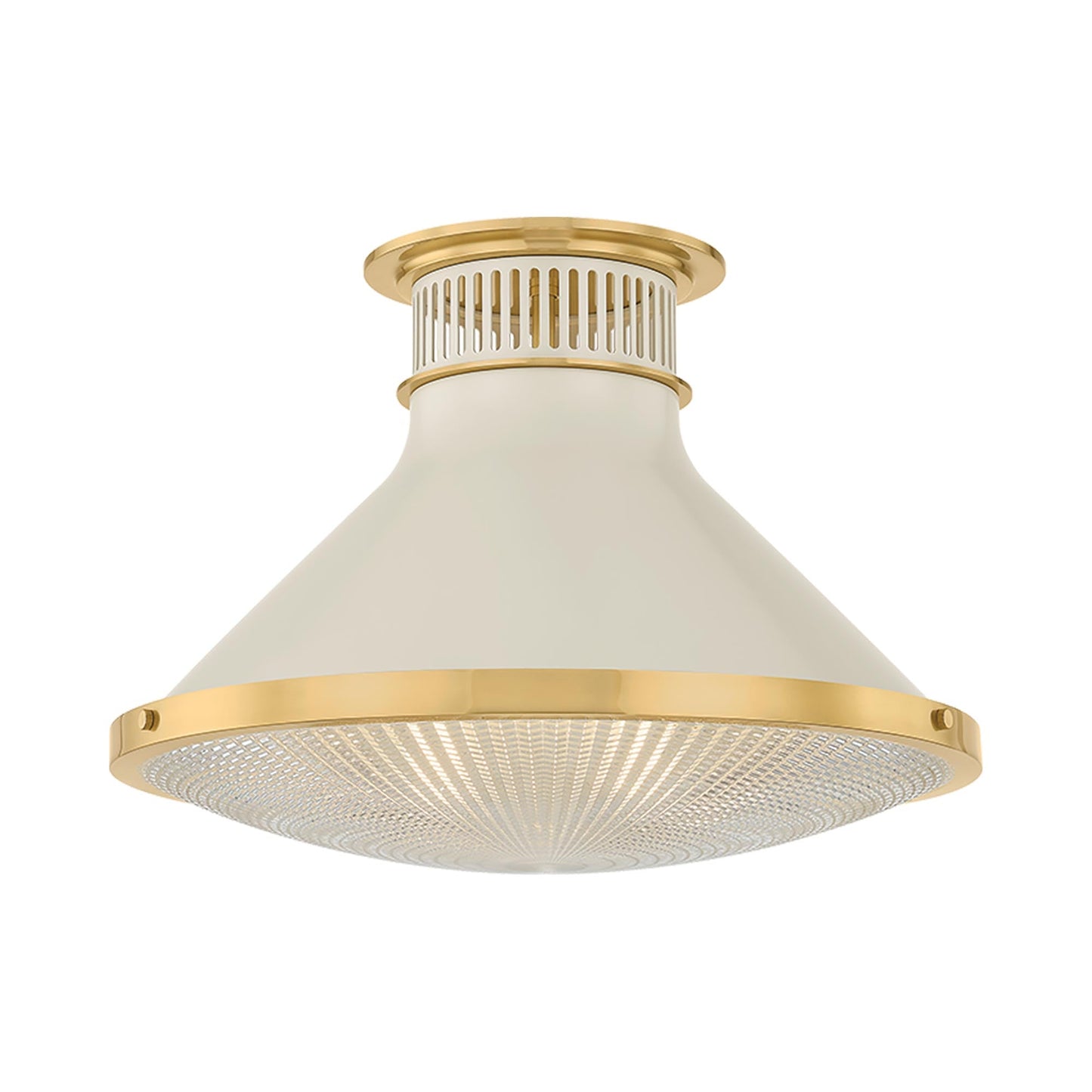 Highclere Flush Mount Ceiling Light in Aged Brass/Off-White (17.75-Inch)&".