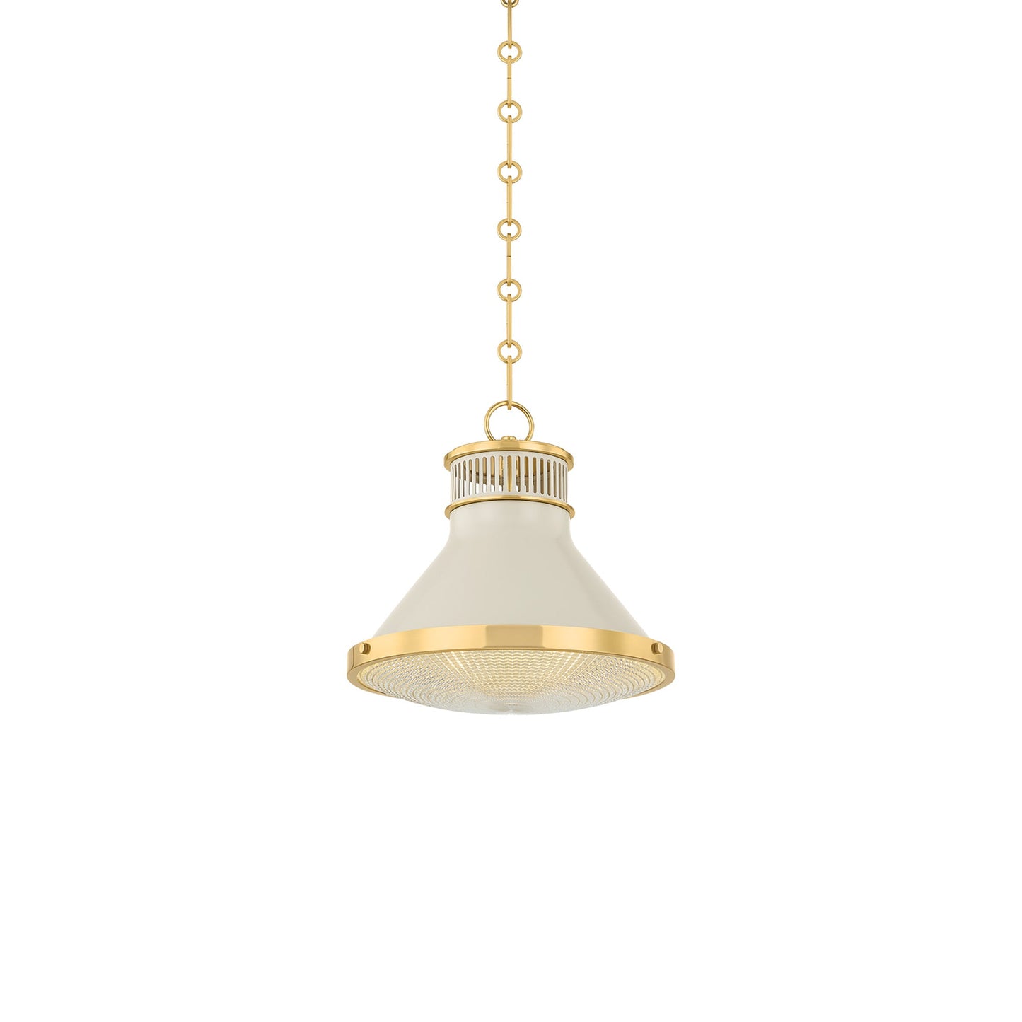 Highclere Pendant Light in Aged Brass/Off-White (12.75-Inch).