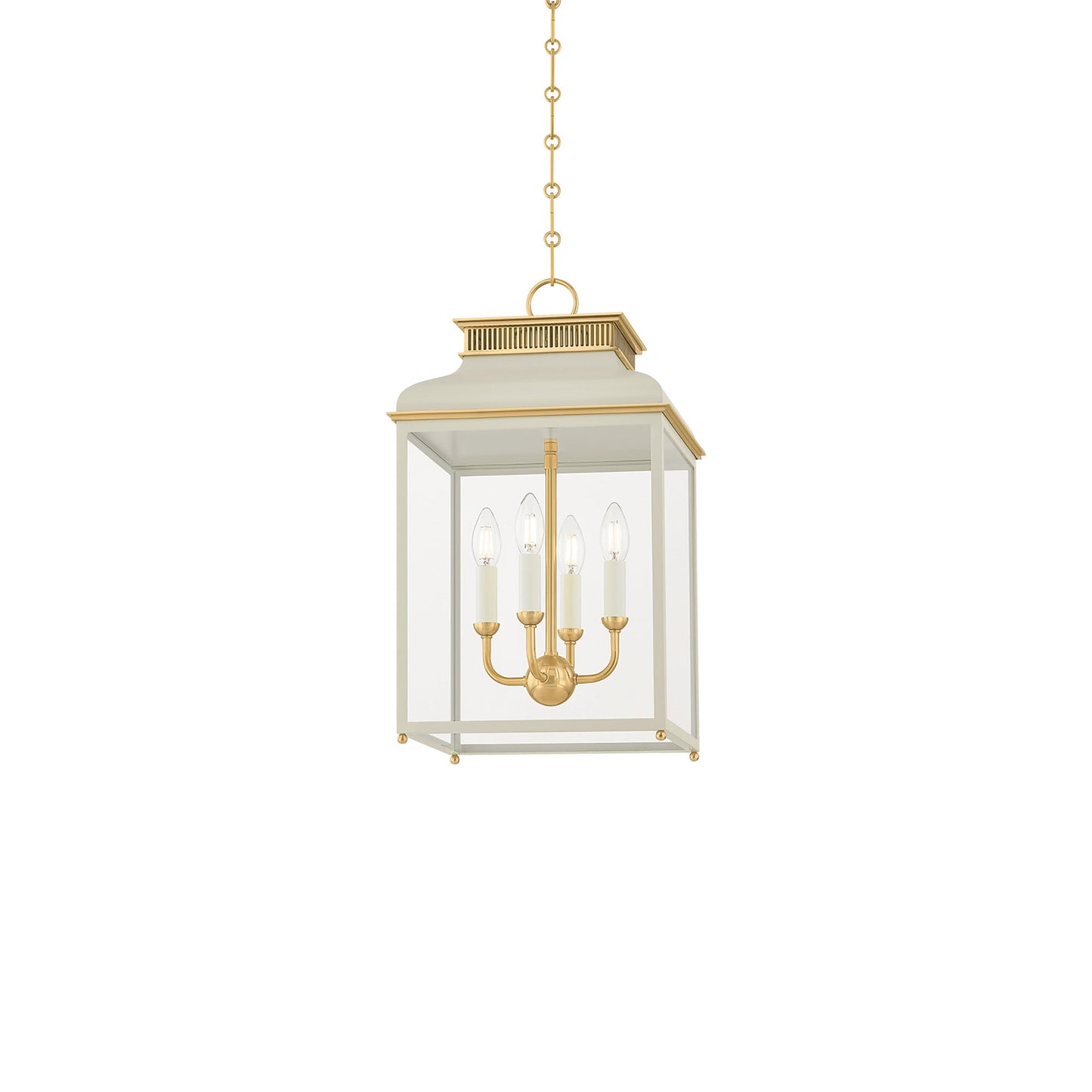 Houghton Pendant Light in Aged Brass/Off-White (12.75-Inch).