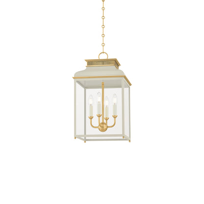 Houghton Pendant Light in Aged Brass/Off-White (12.75-Inch).