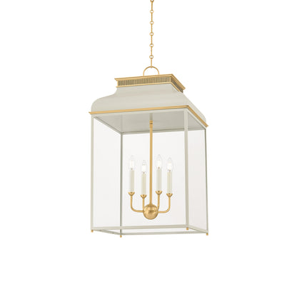 Houghton Pendant Light in Aged Brass/Off-White (19-Inch).