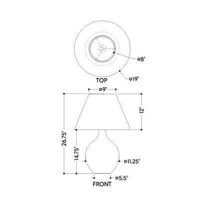 Kearny Table Lamp - line drawing.