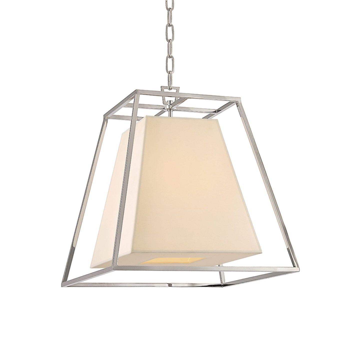 Kyle Pendant Light in Polished Nickel/Cream.