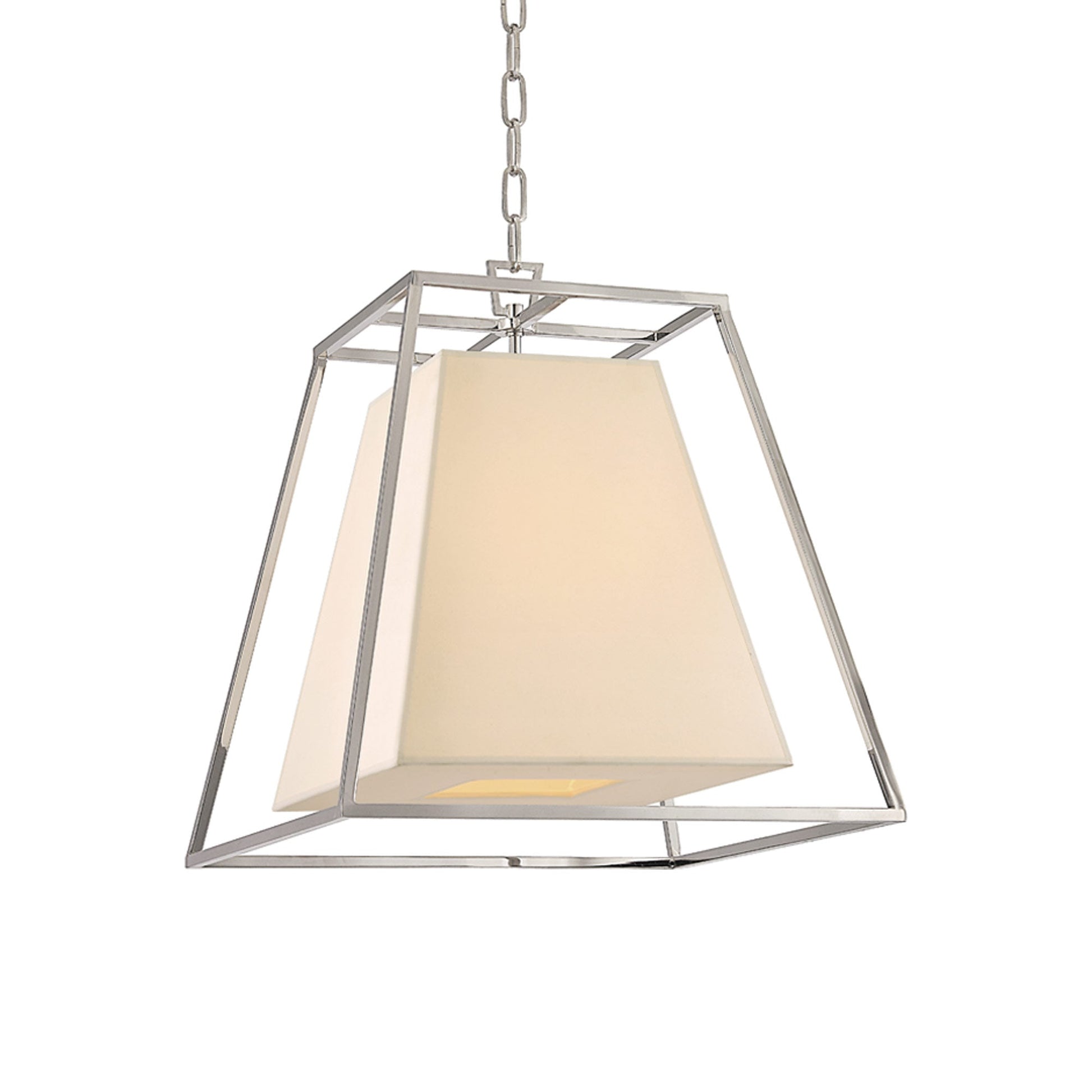 Kyle Pendant Light in Polished Nickel/Cream.
