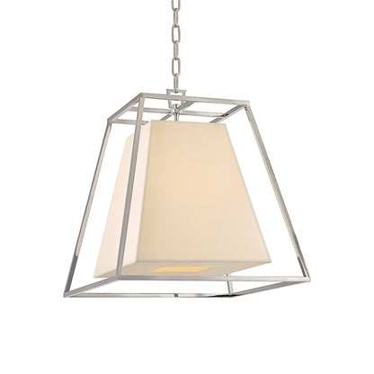 Kyle Pendant Light in Polished Nickel/Cream.