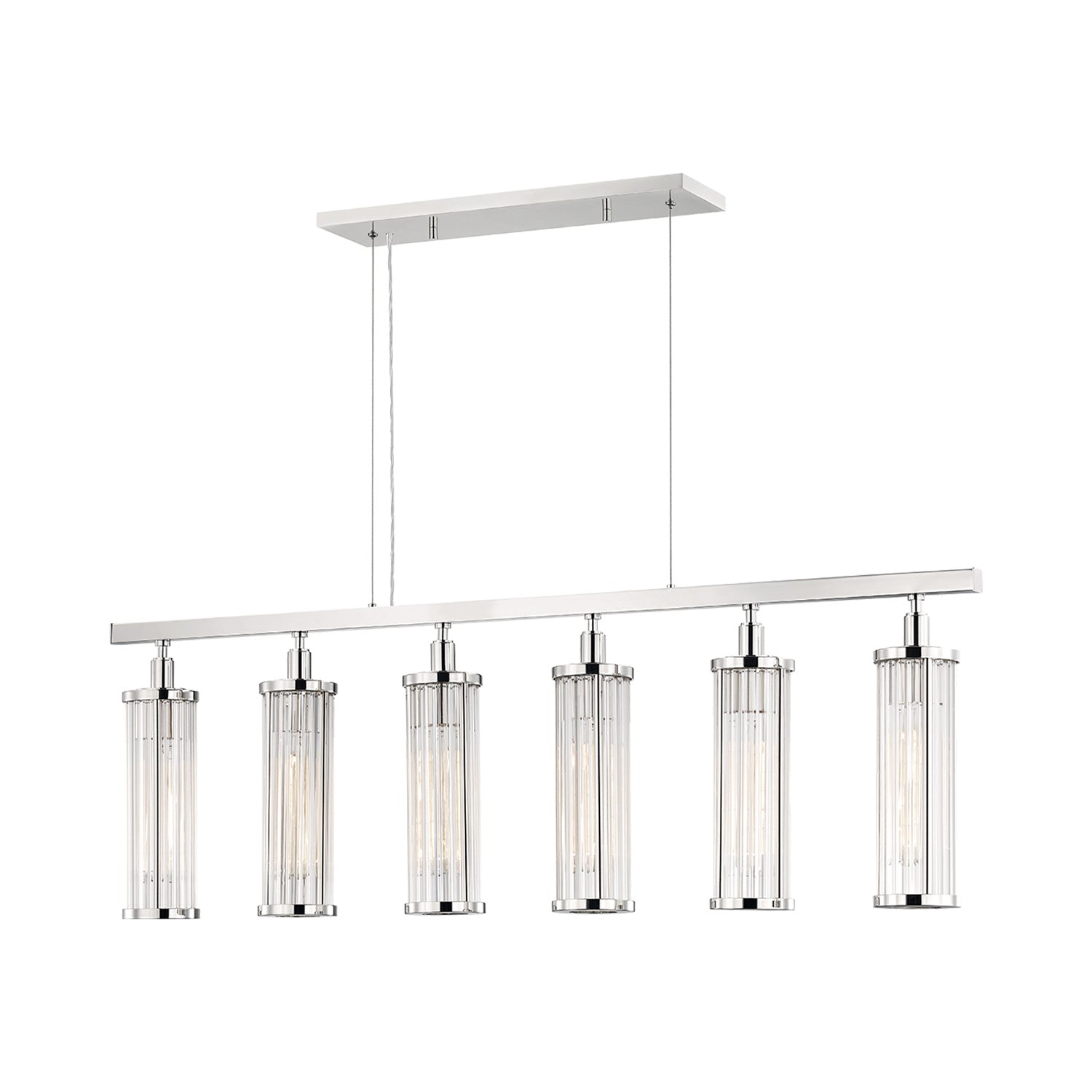 Marley Linear Pendant Light in Polished Nickel.