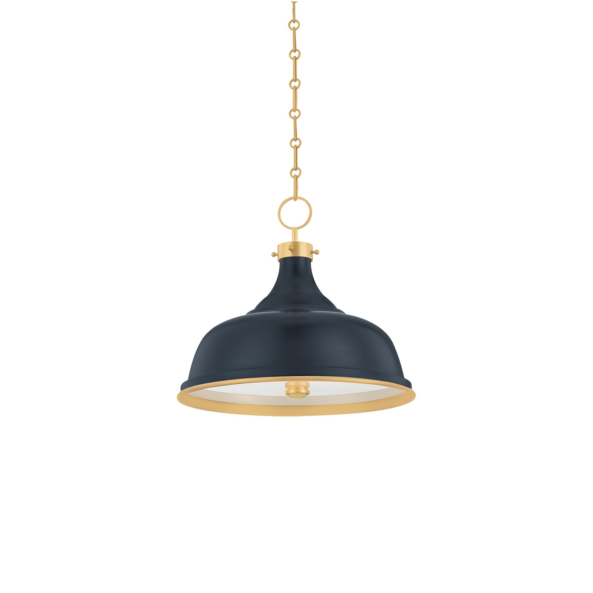 Painted No.1 Pendant Light in Aged Brass/Darkest Blue (18-Inch).