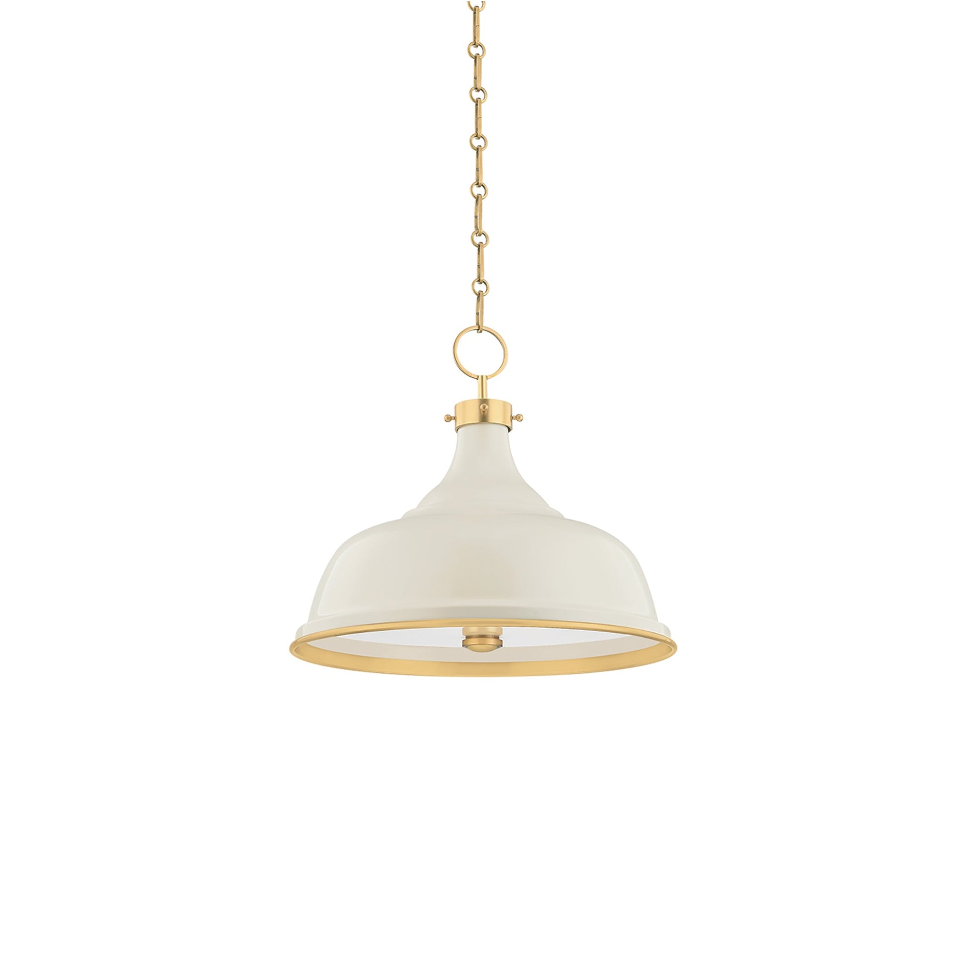Painted No.1 Pendant Light in Aged Brass/Off White (18-Inch).