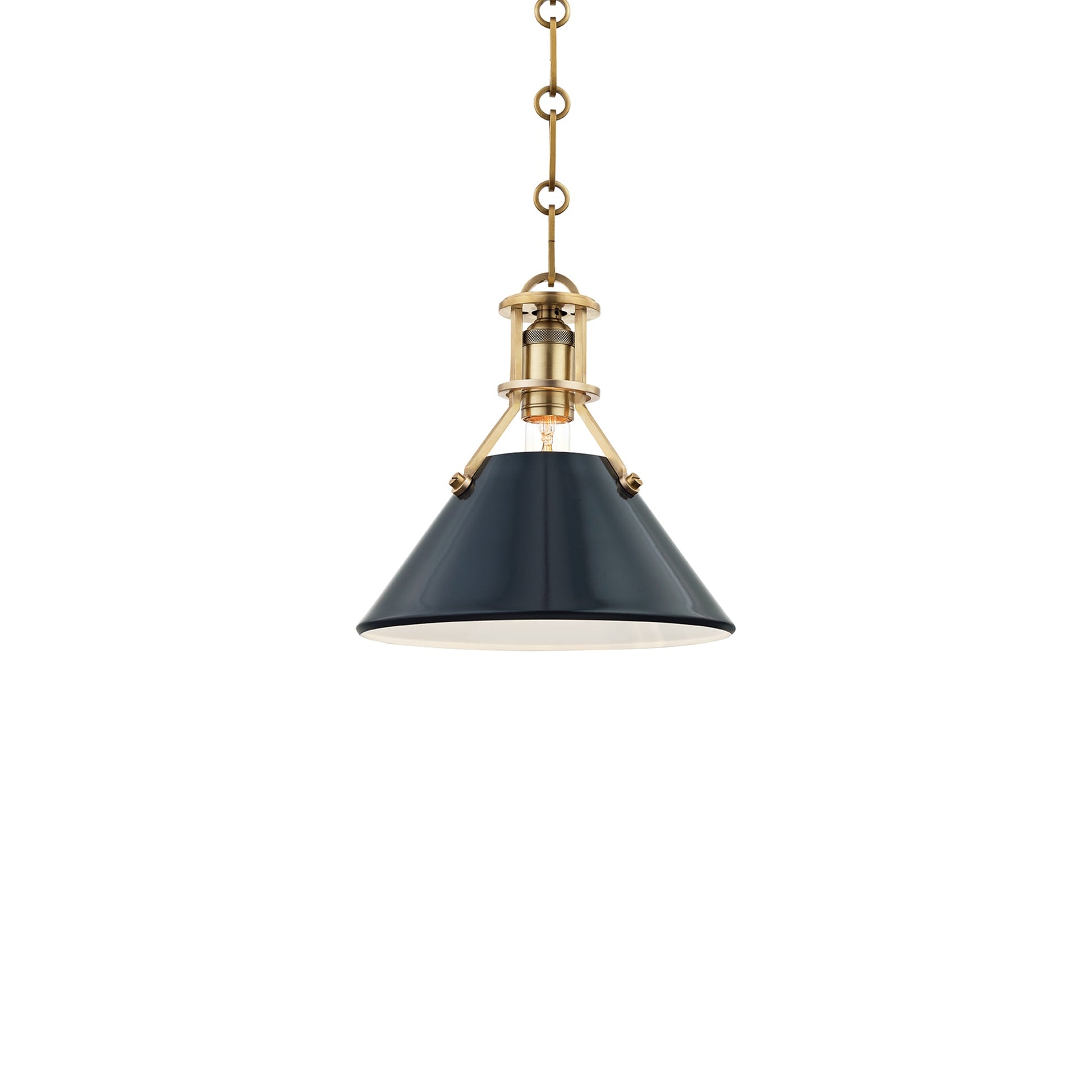 Painted No.2 Pendant Light in Aged Brass/Darkest Blue (9.5-Inch).
