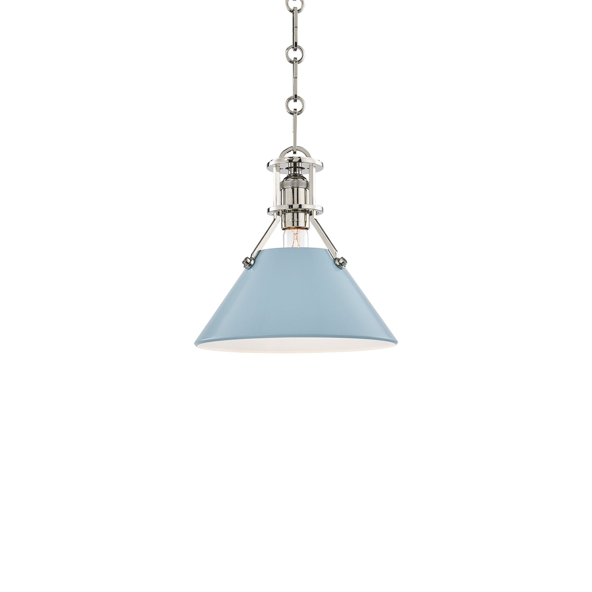 Painted No.2 Pendant Light in Polished Nickel/Blue Bird (9.5-Inch).