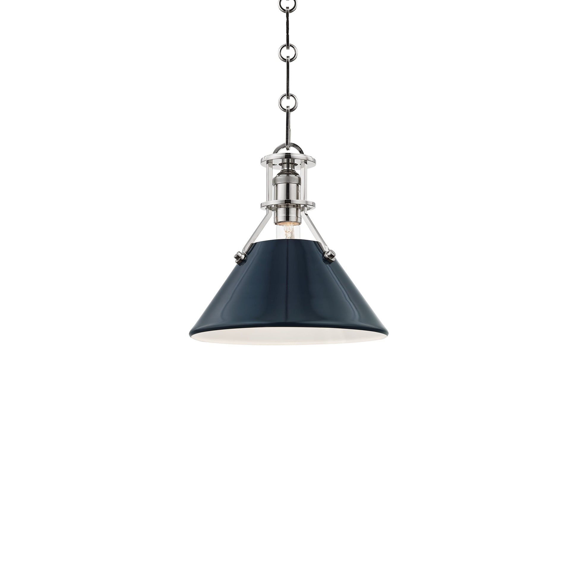 Painted No.2 Pendant Light in Polished Nickel/Darkest Blue (9.5-Inch).