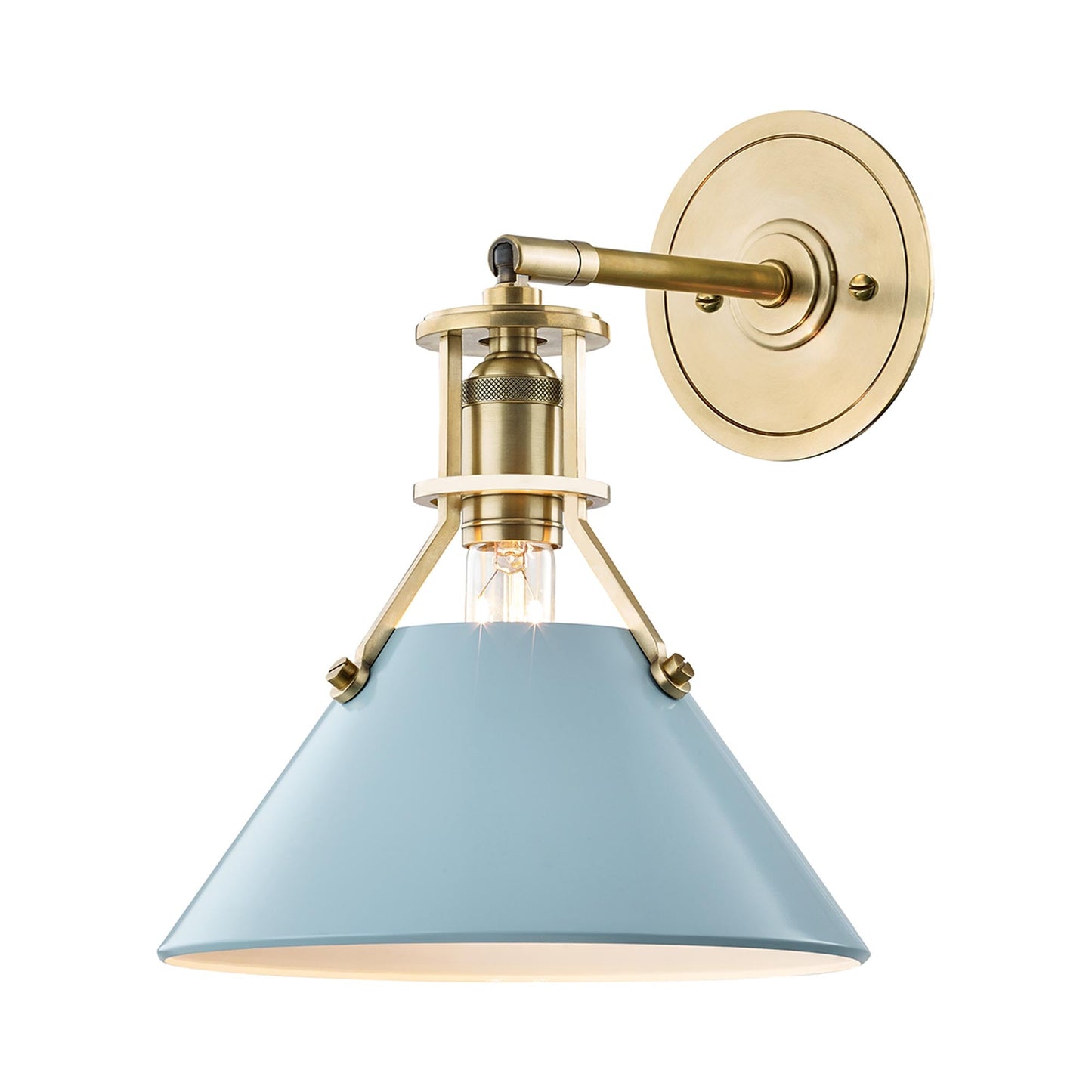 Painted No.2 Wall Light in Aged Brass/Blue Bird.