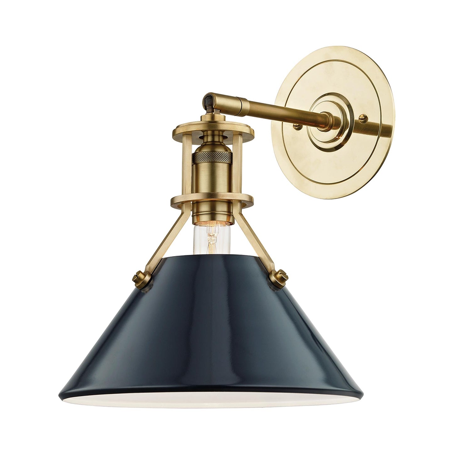 Painted No.2 Wall Light in Aged Brass/Darkest Blue.