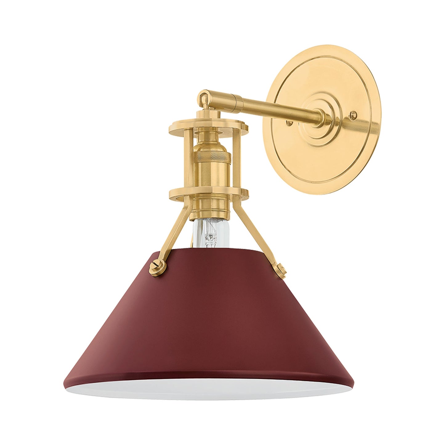 Painted No.2 Wall Light in Aged Brass/Soft Crimson.
