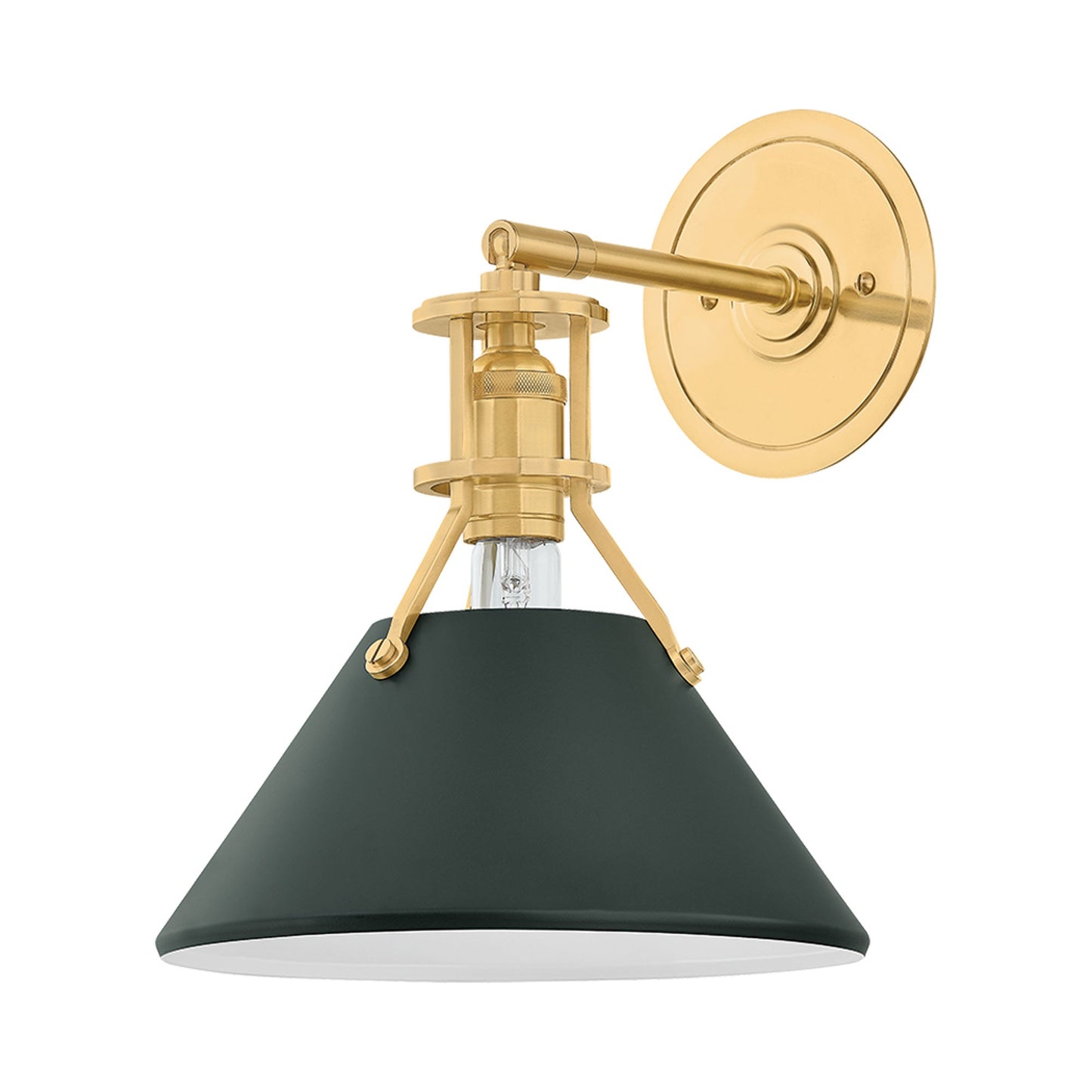 Painted No.2 Wall Light in Aged Brass/Soft Studio Green.