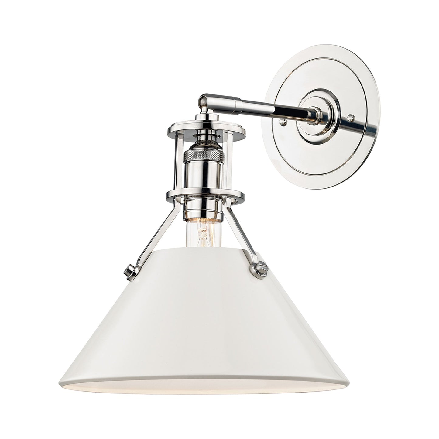 Painted No.2 Wall Light in Polished Nickel/Off White.