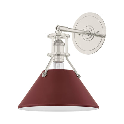 Painted No.2 Wall Light in Polished Nickel/Soft Crimson.