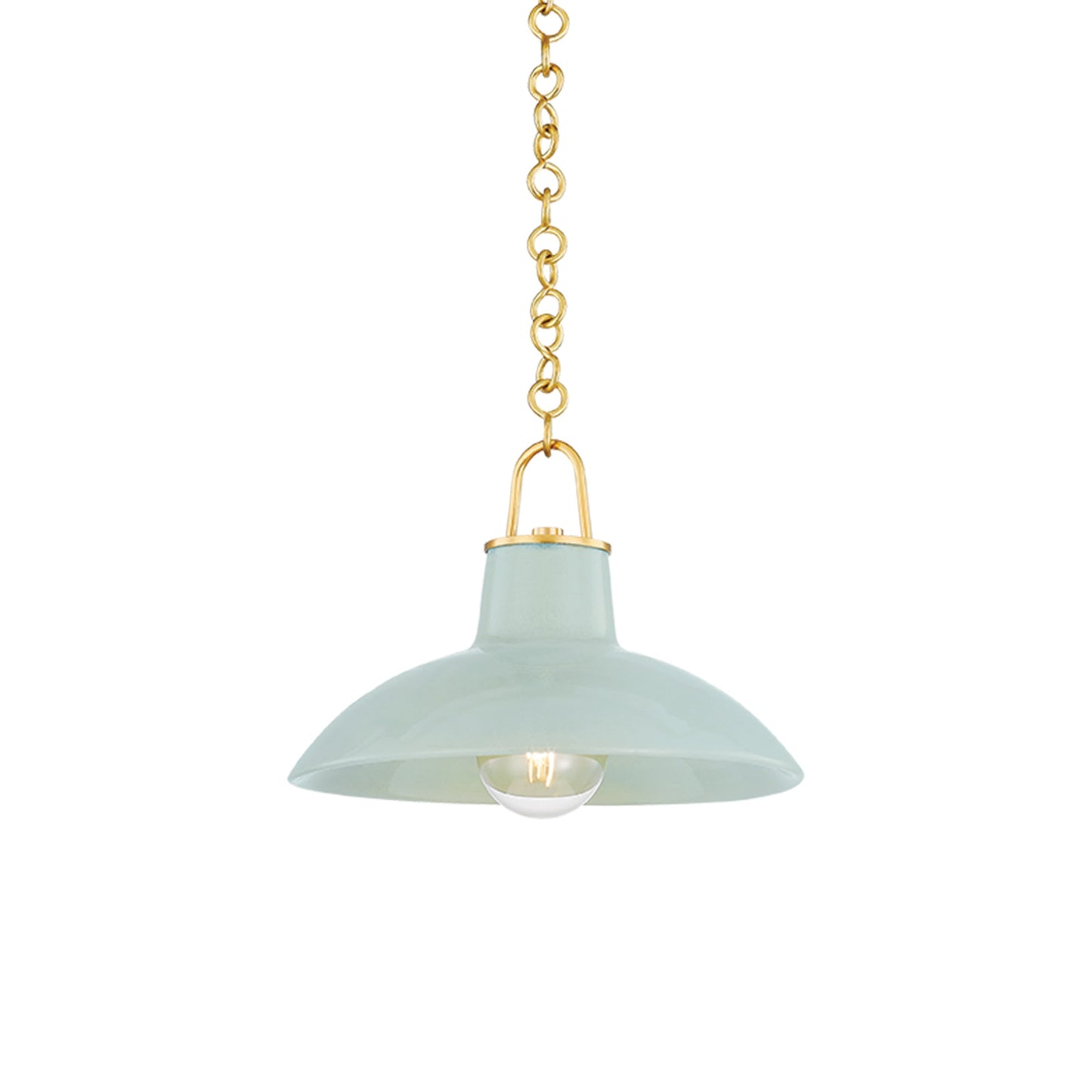 Pottersville Pendant Light in Aged Brass/Ceramic Moss Crackle (Small).