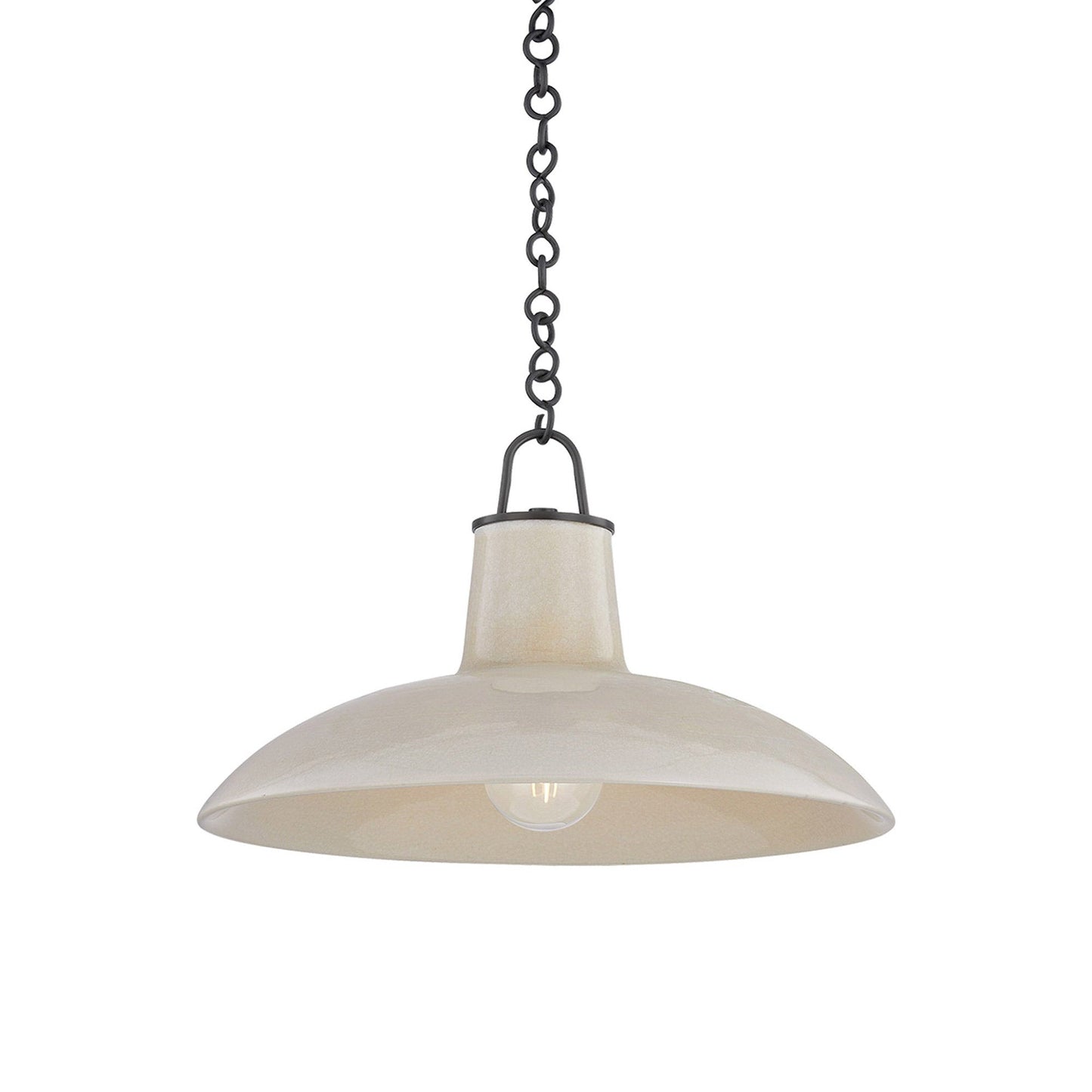 Pottersville Pendant Light in Distressed Bronze/Ceramic Ivory Crackle (Large).