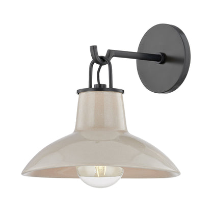 Pottersville Wall Light in Distressed Bronze/Ceramic Ivory Crackle.