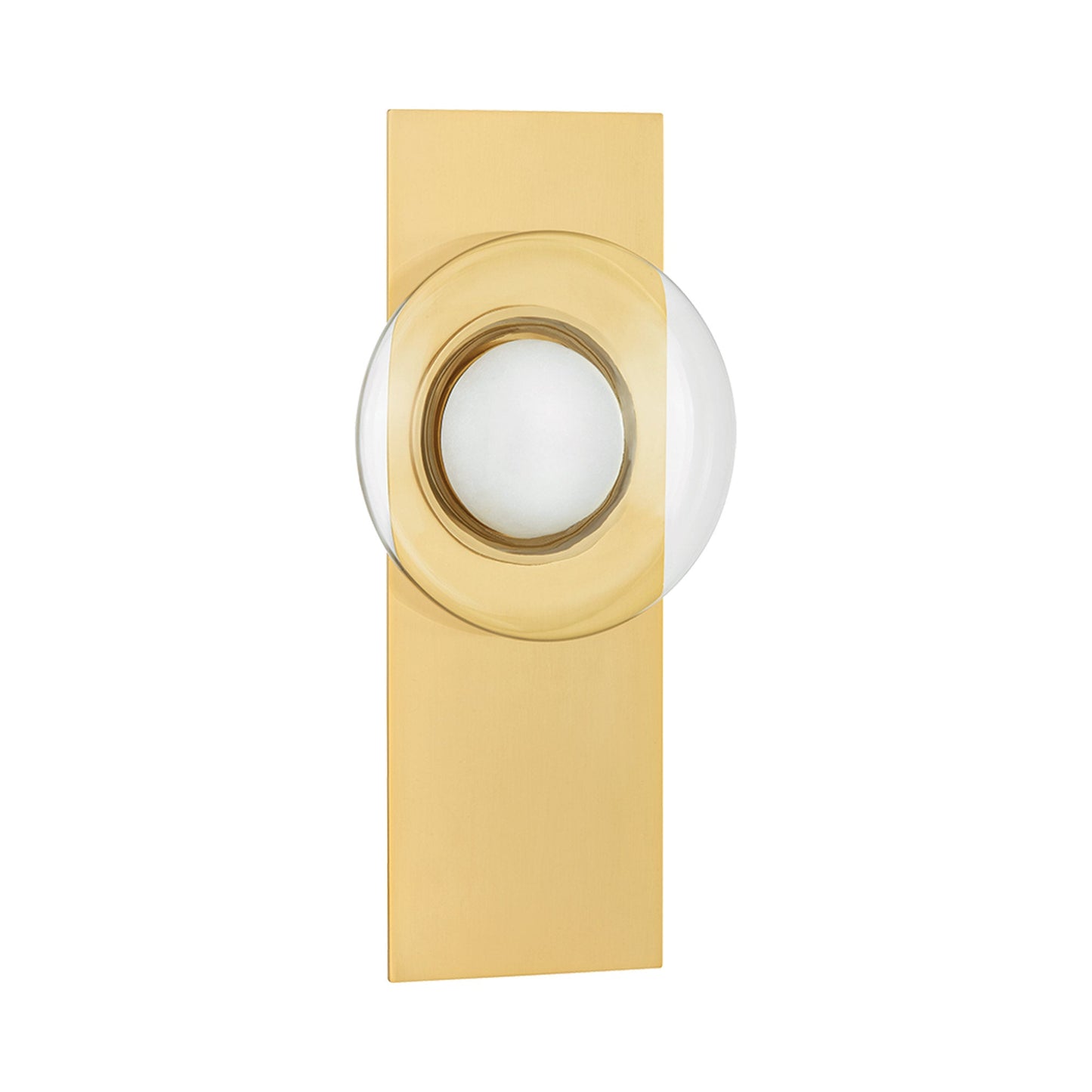 Pound Ridge LED Wall Light in Aged Brass.