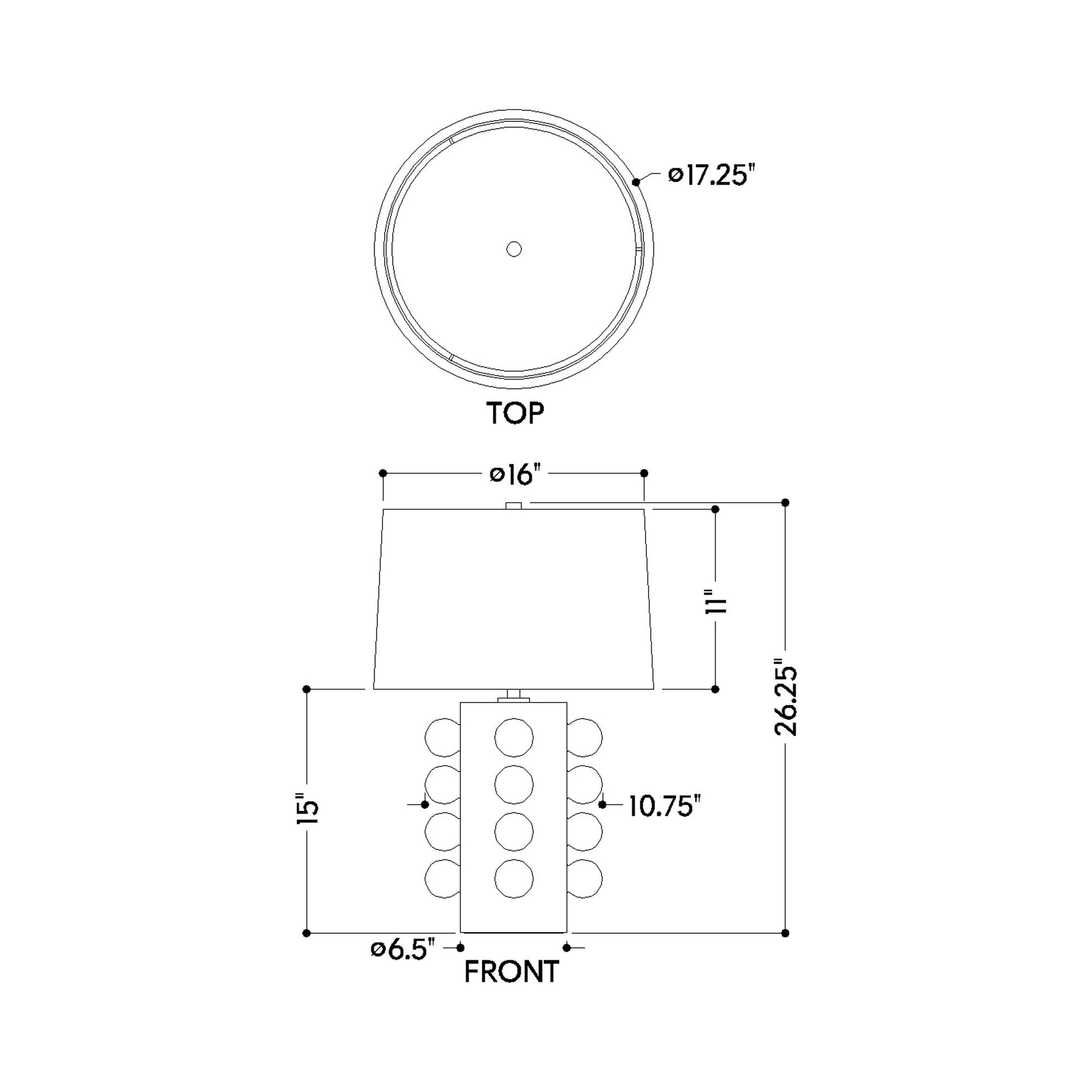 Roselle Table Lamp - line drawing.
