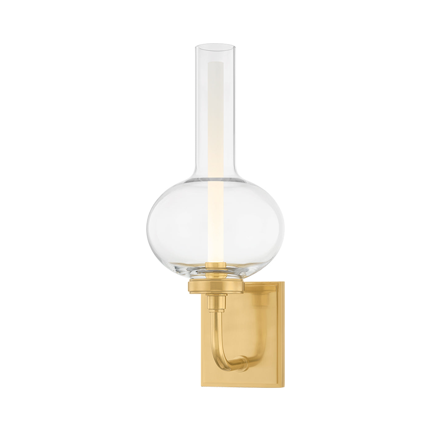 Rossman LED Wall Light in Aged Brass.