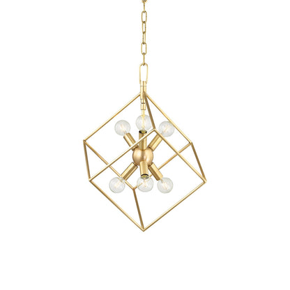 Roundout Pendant Light in Aged Brass (6-Light).