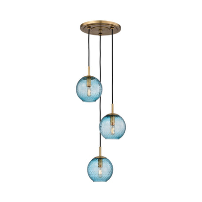 Rousseau Chandelier in Aged Brass/Blue.
