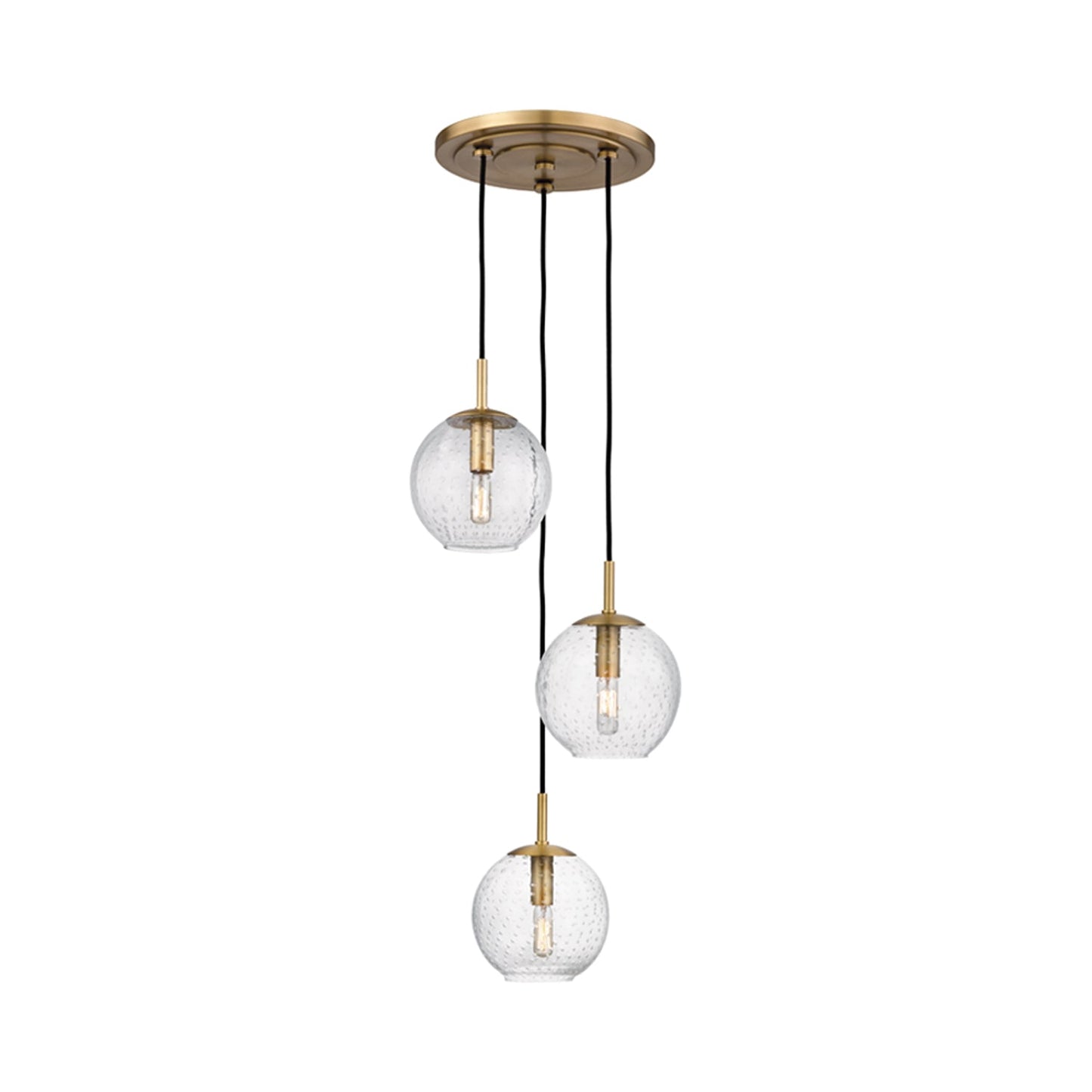 Rousseau Chandelier in Aged Brass/Clear.