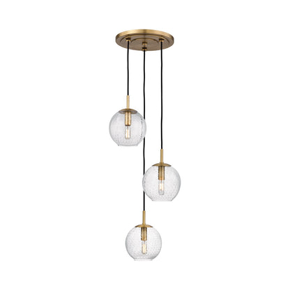 Rousseau Chandelier in Aged Brass/Clear.